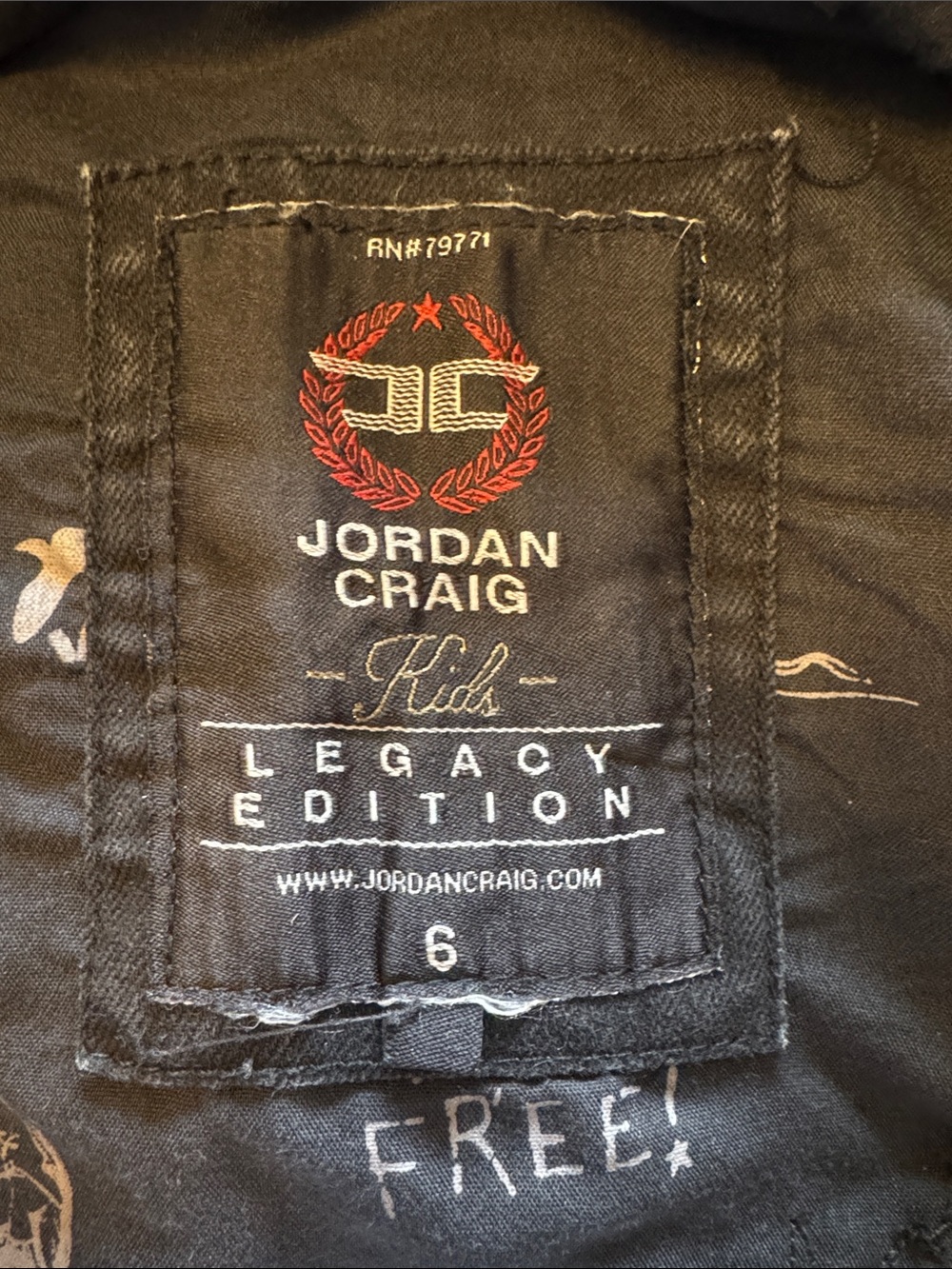 Jordan Craig Black jean jacket with white graffiti